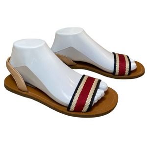 Steve Madden Women’s Size 7 Red Blue ‘Abella’ Striped Woven Strap Boho Sandals